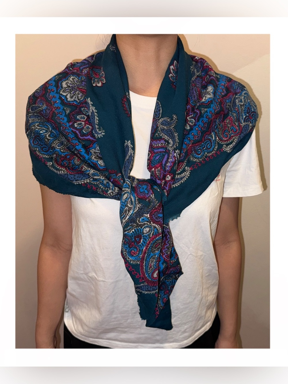 Vintage Teal Paisley Scarf